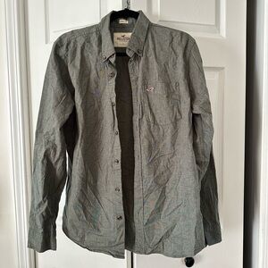 Hollister Men's Dark Green Button-Down Shirt